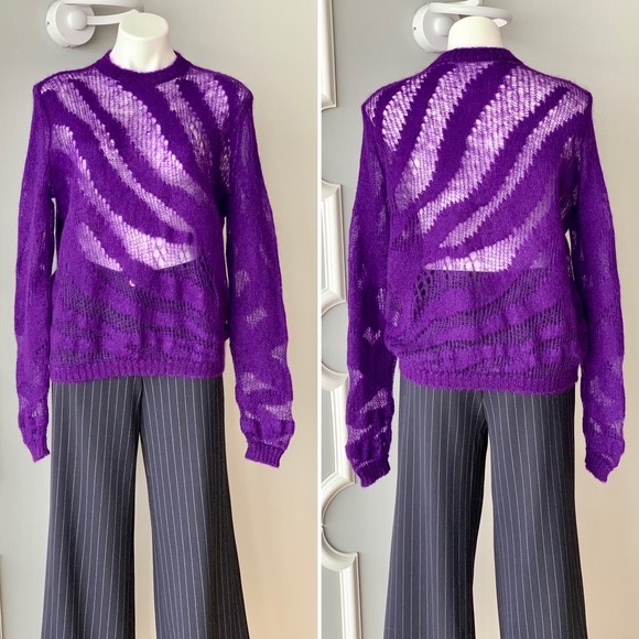 Roberto Cavalli Tiger Print Oversized Mohair Sweater Size 8 - Picture 14 of 14